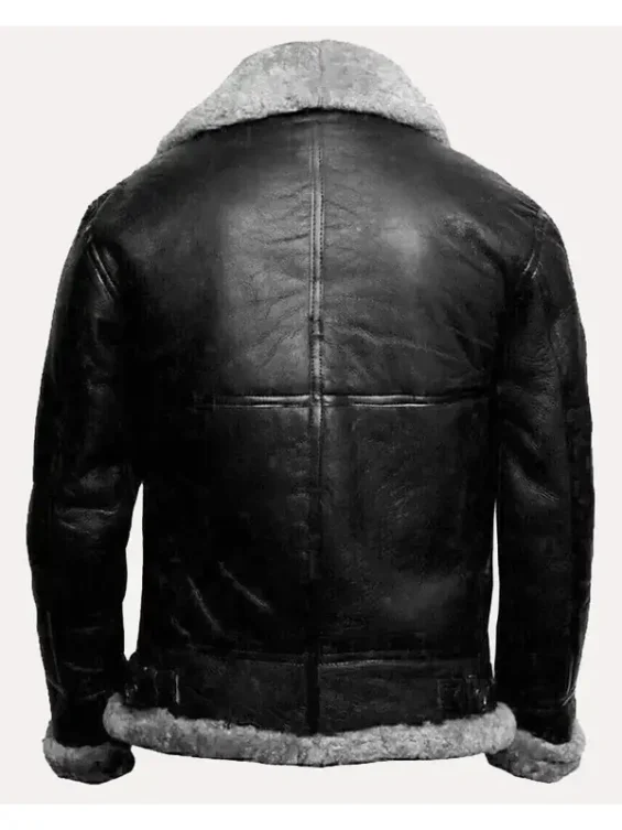 Military-Black-Fur-B3-Pilot-Shearling-Aviator-Jacket