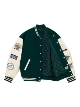 Unisex White Green Baseball Jacket New Era X MLB