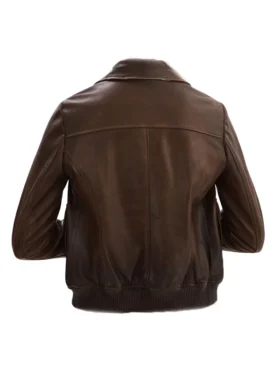 ladies brown leather aviator jacket