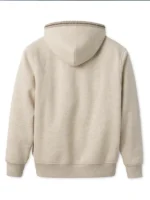 Back of the beige UGG Tasman hoodie showing the clean fleece and hood.