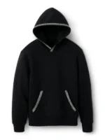Front of the black UGG Tasman hoodie with vibrant embroidery.