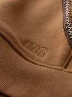 UGG logo detail on the brown hoodie pocket.