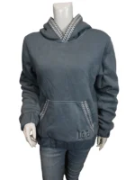 UGG Tasman Hoodie front side view showcasing the signature braided trim and cozy kangaroo pocket.