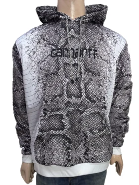 Carhartt Snake Hoodie - Grey Fleece Pullover with Bold Snake Print