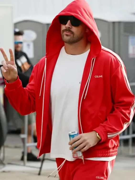Celine-Travis-Kelce-Red-Hoodie
