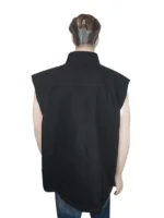 Dickies x H-D Quilted Canvas Vest black back view showcasing a clean silhouette and durable, high-quality canvas stitching.