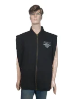 Dickies x H-D Quilted Canvas Vest front view featuring a heavy-duty black finish and a premium diamond-quilted pattern.