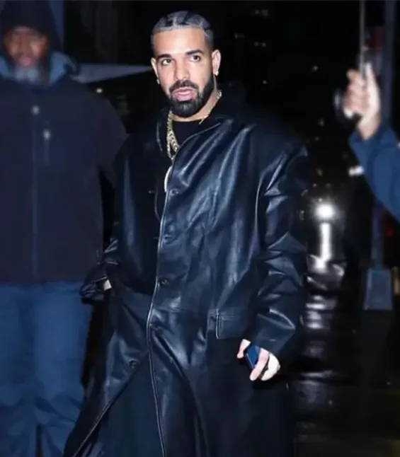 Drake-Vaffanculo-Black-Leather-Coat