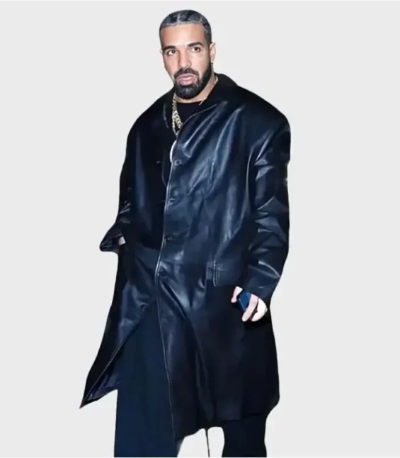 Drake-Vaffanculo-Black-Leather-Long-Coat