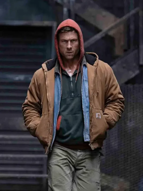 Glen-Powell-The-Running-Man-Brown-Jacket