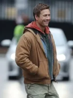 Glen-Powell-The-Running-Man-Hooded-Brown-Jacket