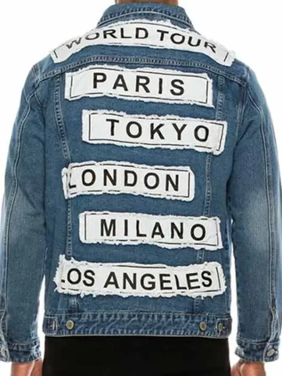 Mens World Tour Blue Denim Jacket