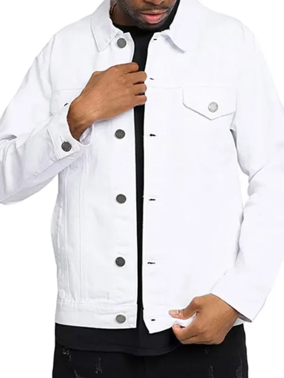 Mens World Tour White Denim Jacket