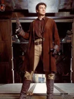 Nathan Fillion Firefly Malcolm Reynolds Suede Leather Brown Trench Coat