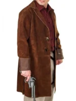Nathan Fillion Firefly Malcolm Reynolds Suede Leather Brown Trench Coat