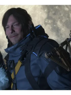 Close-up of the Sam Porter Bridges Death Stranding 2 jacket showing the premium fabric and reinforced stitching for a tactical look.