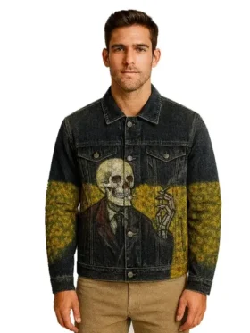 Oil-painting-skul-casual-denim-jacket