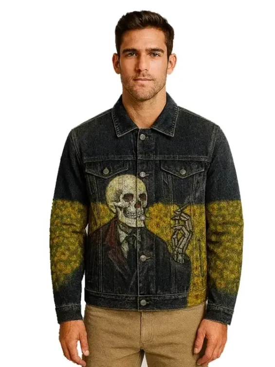 Oil-painting-skul-casual-denim-jacket