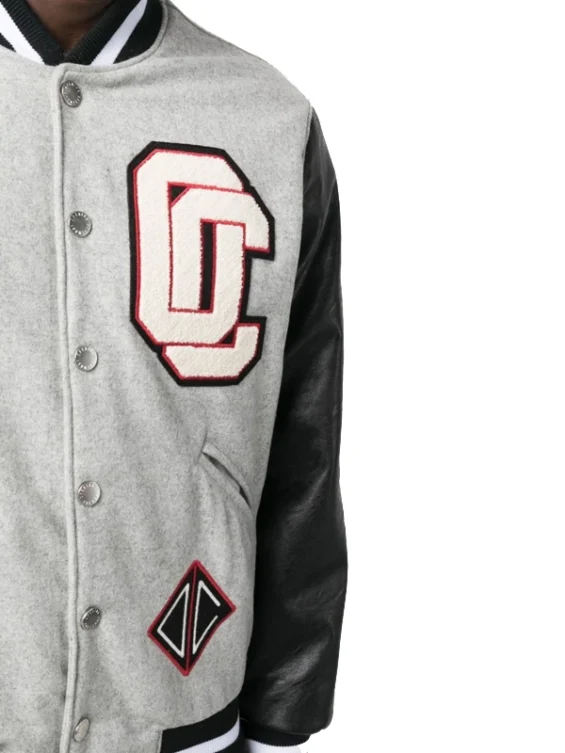Opening Ceremony logo-Embroidered Gray Varsity Jacket