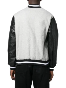 Opening Ceremony logo-Embroidered Grey Varsity Jacket