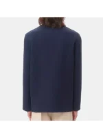 Back view of the navy blue Rich Guy wool jacket.