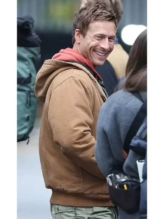 The-Running-Man-Glen-Powell-Brown-Carhartt-Jacket