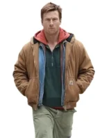 The-Running-Man-Glen-Powell-Brown-Jacket