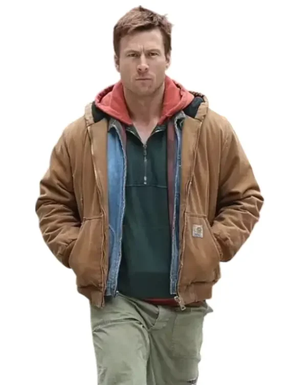 The-Running-Man-Glen-Powell-Brown-Jacket