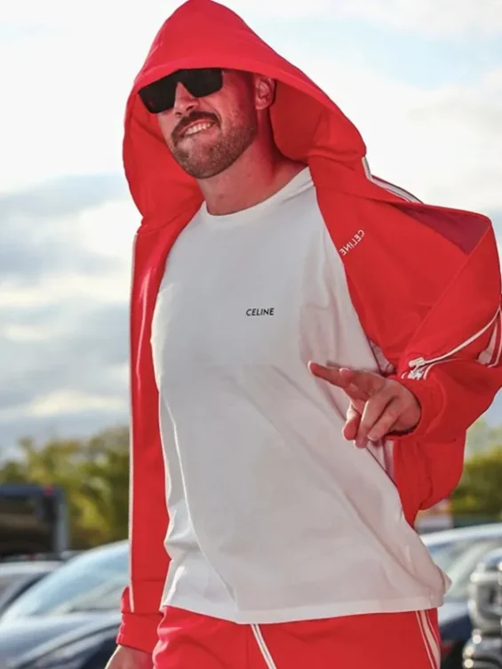Travis-Kelce-Red-Celine-Hoodie