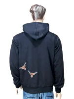 Front view of the CJ X M&N University of Texas burnt orange hoodie featuring premium embroidery.