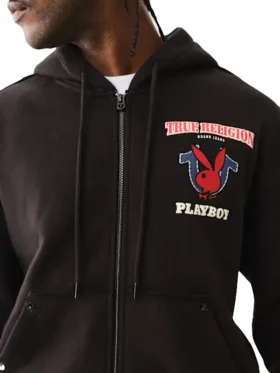True Religion X Playboy Black Fleece Zip Hoodie