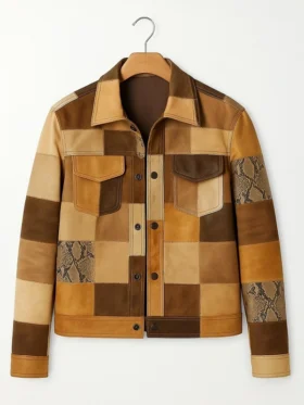 Vintage brown patchwork jacket with intricate trimming details