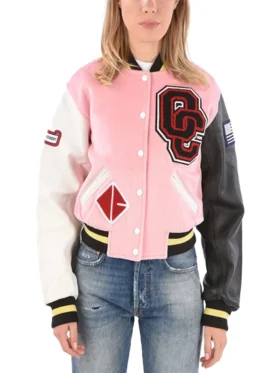 Womens Opening Ceremony Pink Varsity Jacket
