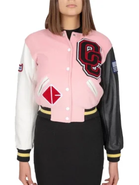 Womens Opening Ceremony Pink Varsity Jacket
