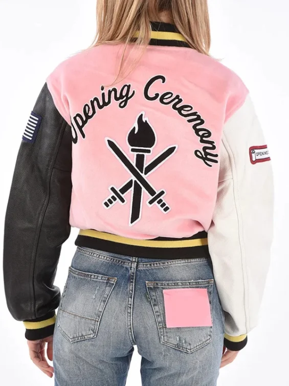 Womens Opening Ceremony Pink Varsity Jacket Womens