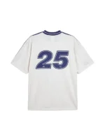 Adidas x Oasis Tour Jacquard Jersey cream white back view with oversized number 25 and Adidas trefoil graphic in navy