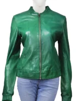 bright-green-classic-leather-jacket-for-women