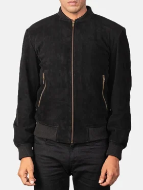 mens-black-suede-leather-bomber-jacket