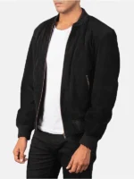 mens-black-suede-leather-bomber-jacket