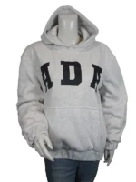 ADA Oversized Hoodie in a light grey shade featuring a relaxed drop-shoulder and spacious front pocket.