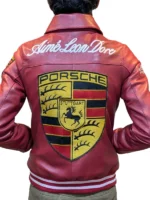 Close-up of the industrial-grade metal zippers and rib-knitted cuffs on the ALD Porsche jacket.