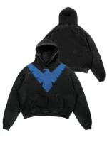Nightwing Hoodie in a sleek onyx colorway with high-contrast graphics and a polished, weighted drape for a professional-grade feel.