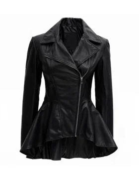 Black Peplum Leather Jacket