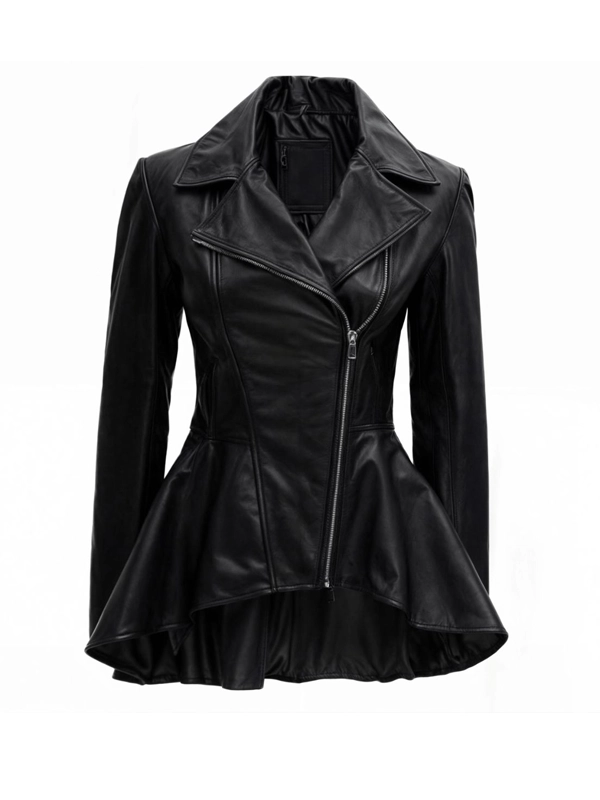 Black Peplum Leather Jacket Black Peplum Leather Jacket