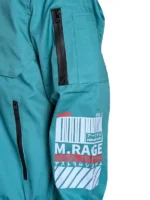 Back view of the Arsenal bomber jacket showing the large-scale graphic print and structured collar.