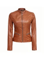 Cafe Racer Tan Biker Leather Jacket