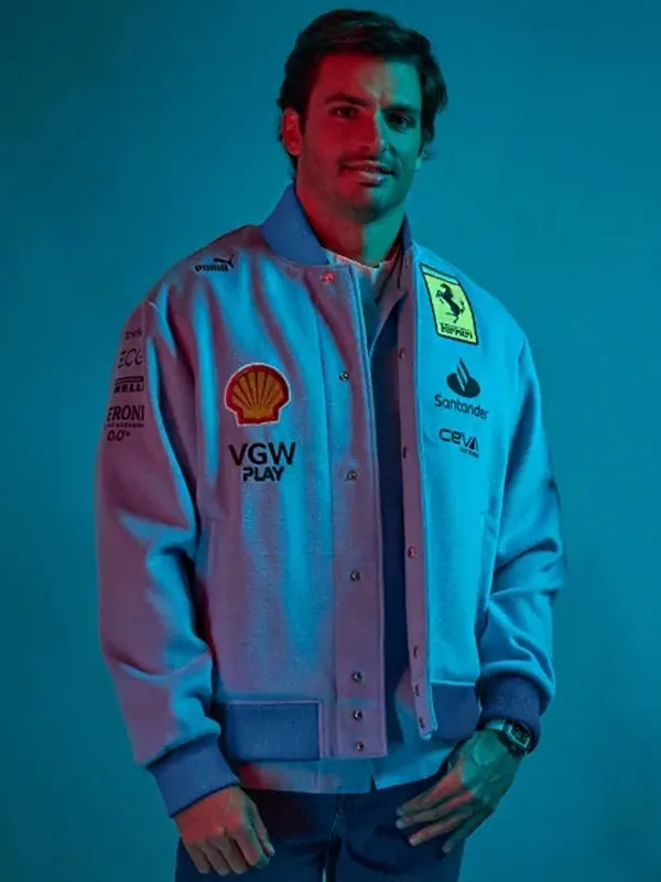 Carlos-Sainz-Ferrari-Miami-Blue-Varsity-Jacket Carlos-Sainz-Ferrari-Miami-Blue-Varsity-Jacket