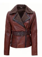 Dark Brown Shearling Leather Jacket