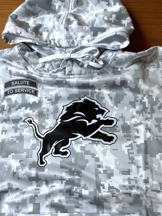 Detroit Lions Salute to Service Camo Grey Hoodie