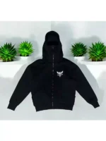 Front-Side-Of-the-Arm-Crystal-Balaclava-Zip-Up-Hoodie-in-Black-Color